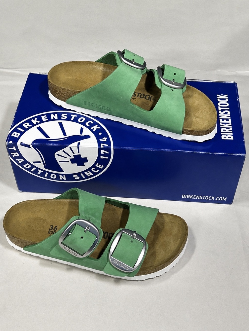 Birkenstock Arizona Big Buckle Nubuck Leather Sandals Green EU 36 / US 5